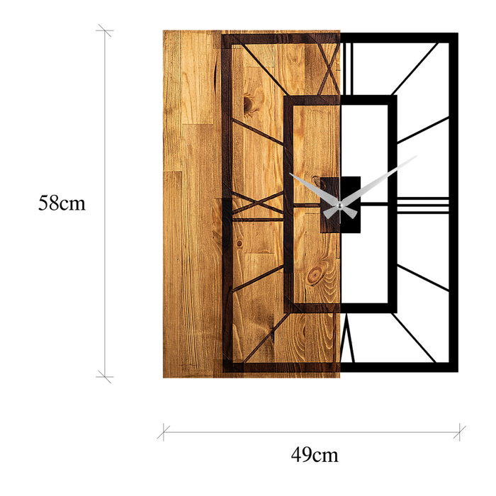 Wallity Wooden Clock 37 Nogal claro y negro